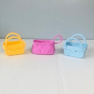 littlest pet shop lot of 3 pet carriers yellow pink blue hasbro lps accessories